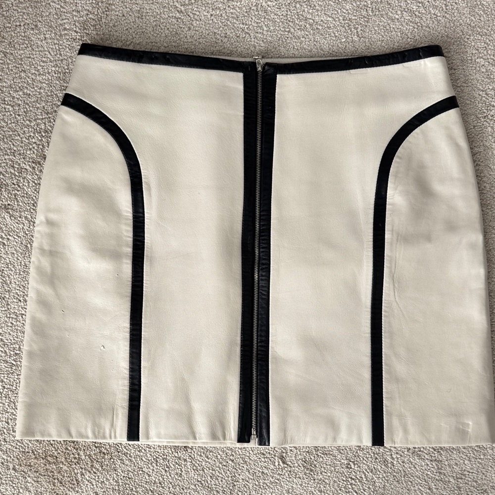 Stylish Cream and Black Women's Mini Skirt